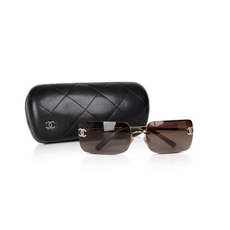 chanel black crystal cc rimless sunglasses 4104|CHANEL Crystal CC Logo Sunglasses 4104.